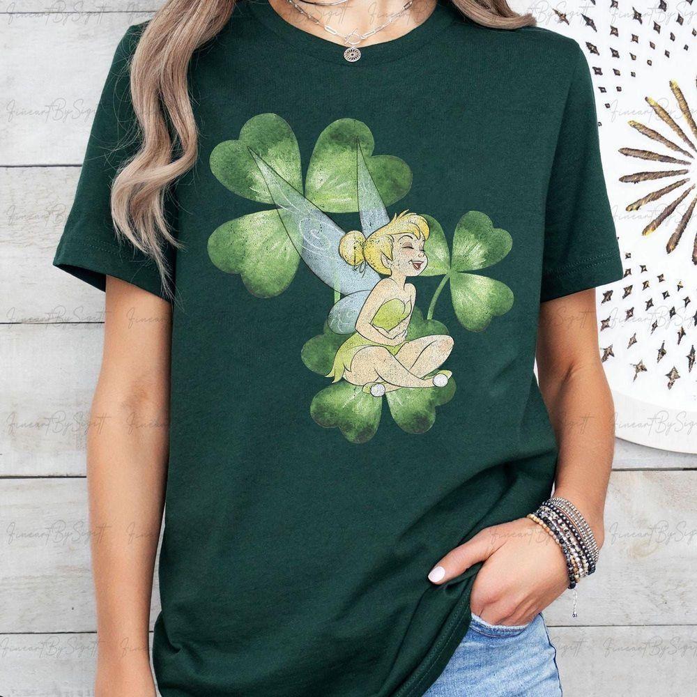 Peter Pan St Patricks Day Tinker Bell Clover Disney Vuitino Shirt